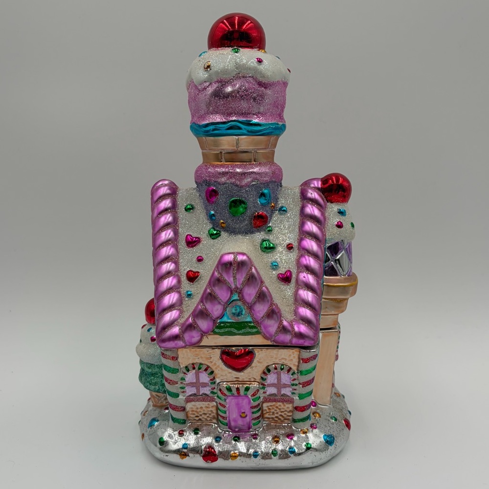 Christopher Radko Christmas Holiday Candy Jar Sugar Shack House Pink Blue As Is - Picture 4 of 12